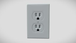 High Detailed US Outlet switch, small, props, outlet, light, wall