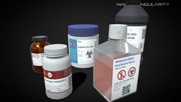 Chemical Reagent Substance Bottles | Plastic PBR storage, biology, sample, white, reactor, lab, unreal, laboratory, ground, experimental, pack, testing, equipment, chemical, virus, bio, research, biohazard, chemistry, engine, liquid, bottles, acid, facility, sealing, reaction, enzyme, reagent, substance, unity, glass, game, lowpoly, low, poly, medical, bottle, container, plastic, "flask", "catalysts", "singularity"