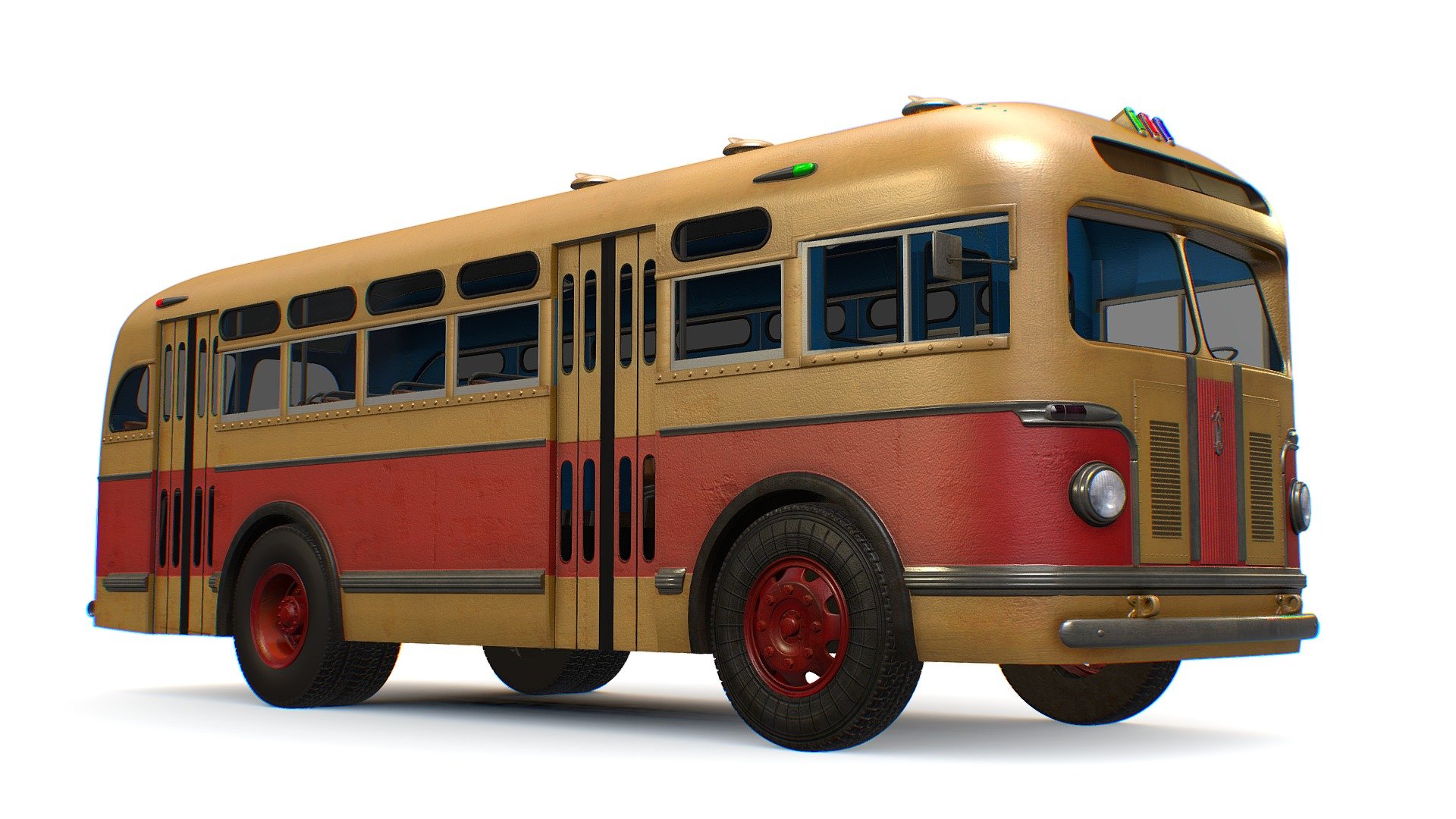 Hi Poly 3d model - Retro USSR Soviet Vintage ZIS 155 154 City Bus for - Render or Video 3d model