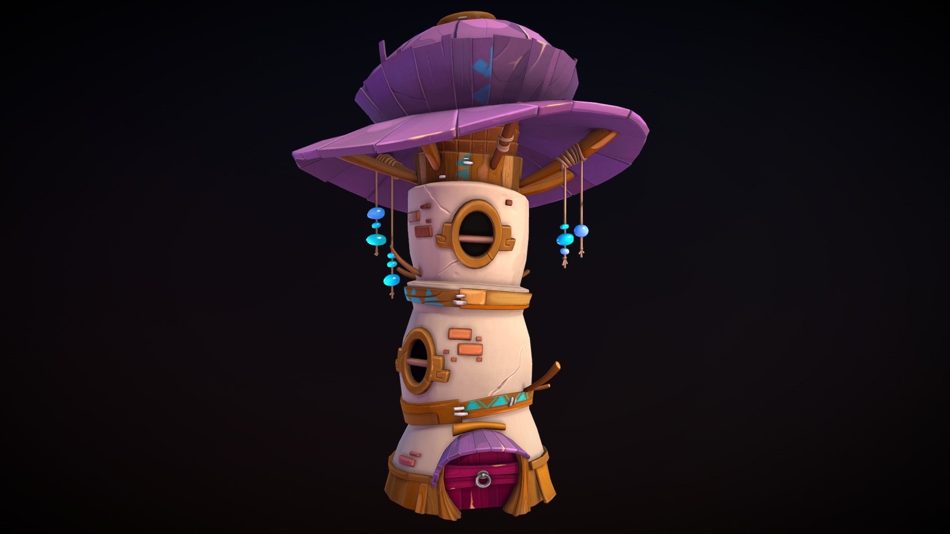I was inspired by Charlène Le Scanff artwork:
https://www.artstation.com/artwork/B1lY8
I used Maya, ZBrush for high poly sculpting, and photoshop for textures - Fairy tower - 3D model by Carina (@Carinae) 3d model