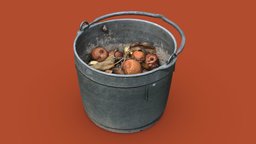 Bucket of Apples bucket, garden, realistic, photogrammetry