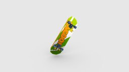 Cartoon skateboard Low-poly 3D model board, sports, equipment, scooter, outdoors, lowpolymodel, handpainted, cartoon, stylized, chuteboard