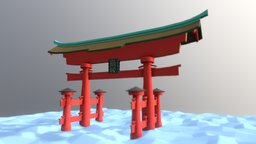 Lowpoly Torii Gate gate, torii, architecture, lowpoly, blender3d, environment