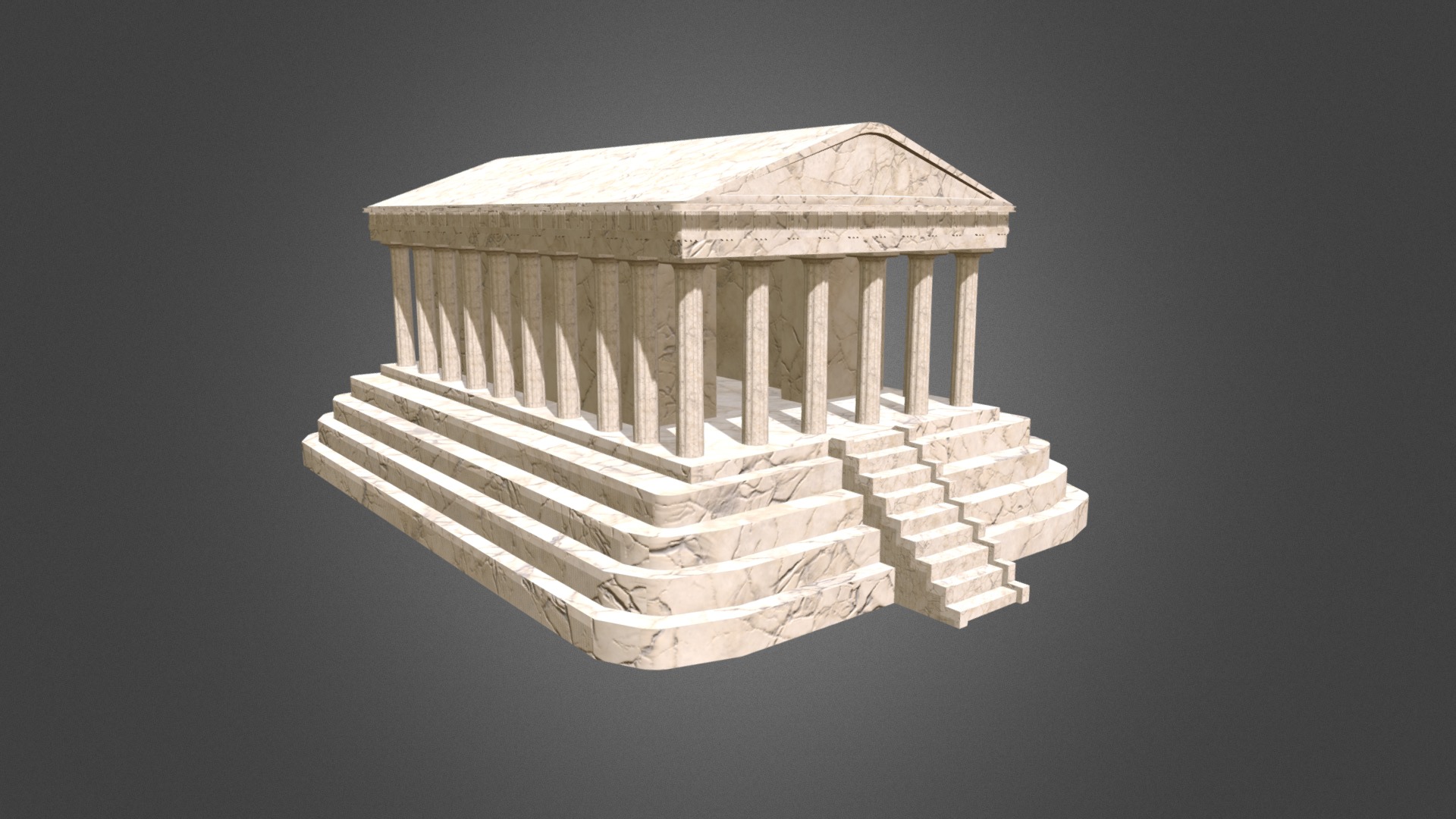 This temple model is based on temples built in ancient Greece.

Modeled in Maya and textured in Substance Painter - Greek Temple - 3D model by Myles3D 3d model