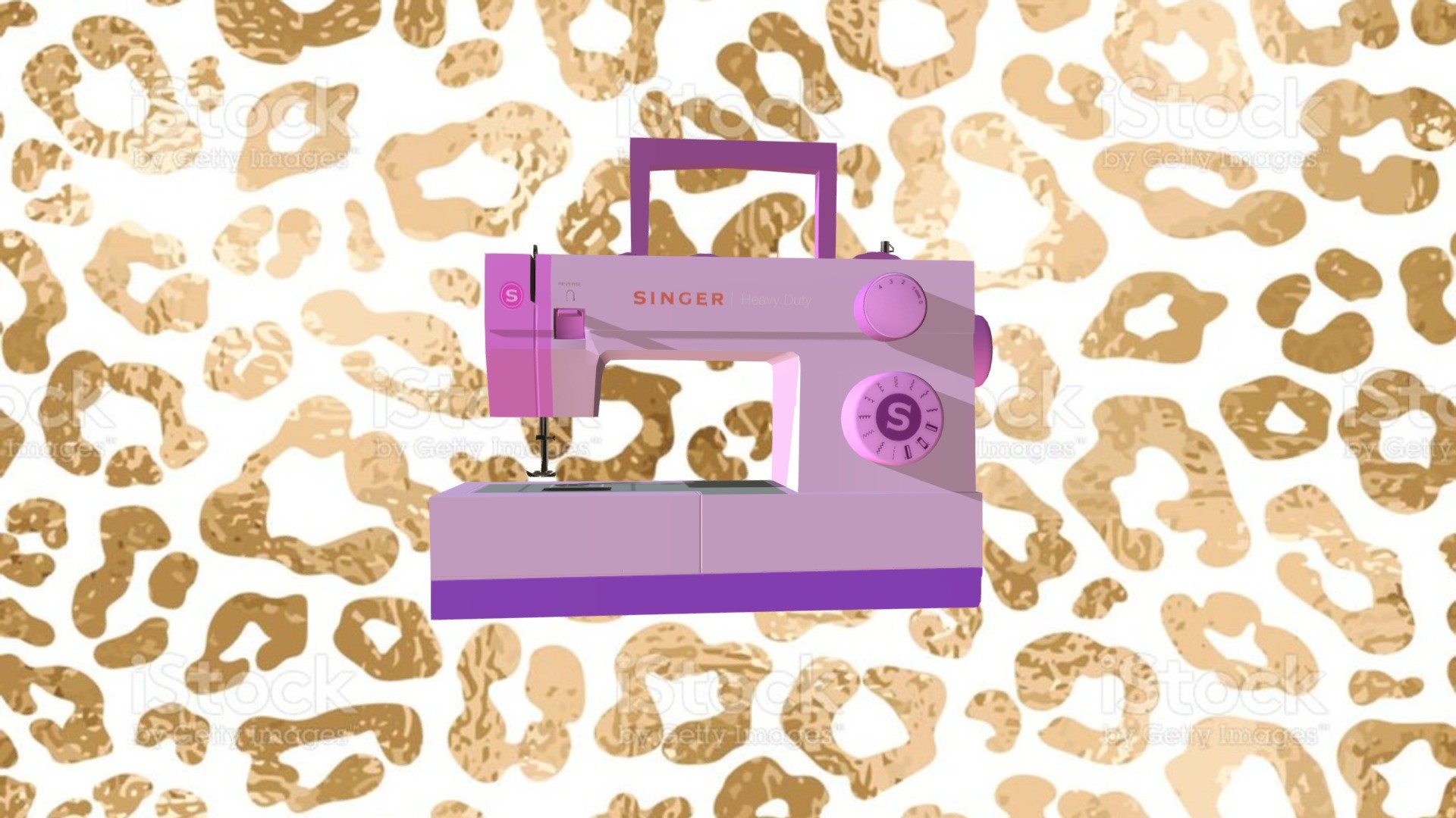 SINGER Heavy Duty Sewing Machine in pink and purple.  Modeled by Kimmy Justice for Platt College Intro to 3D course 3d model