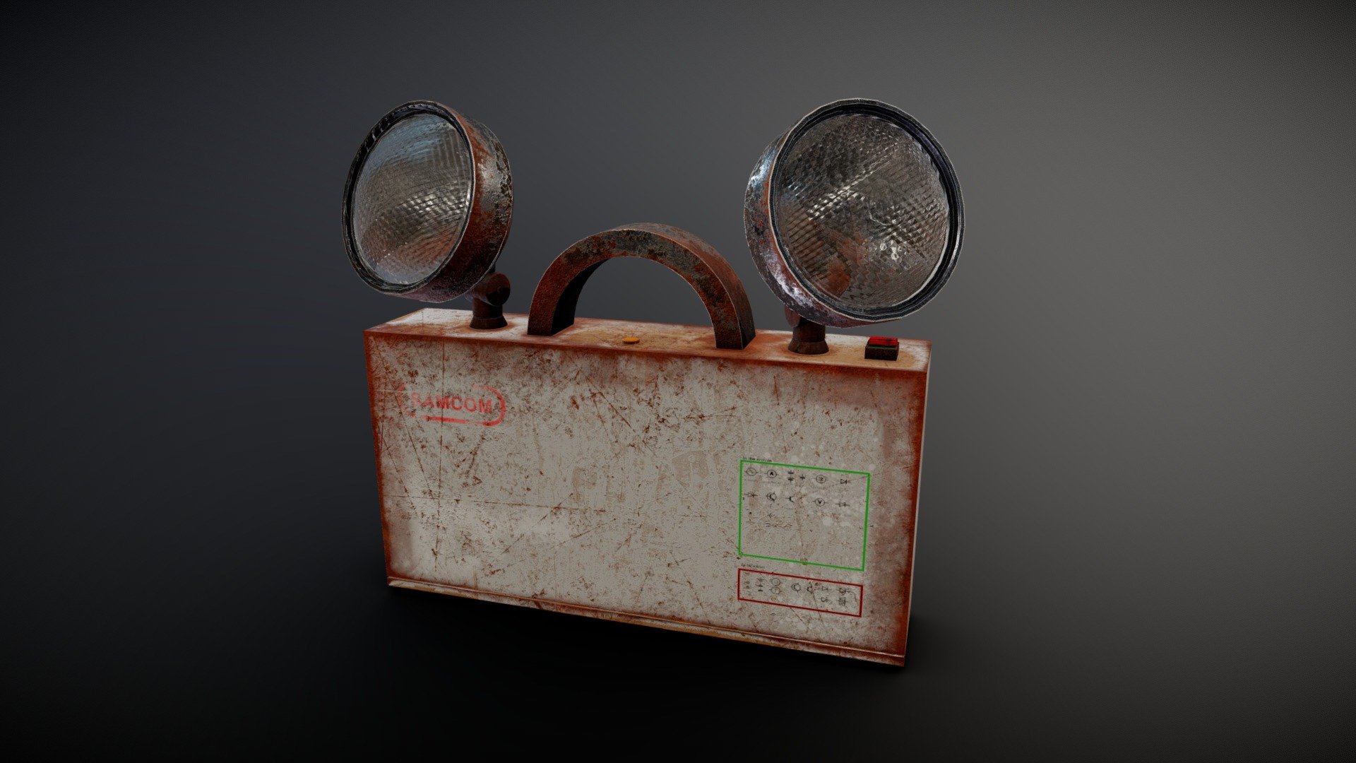 Twin Spot Emergency Light.  4k textures 3d model