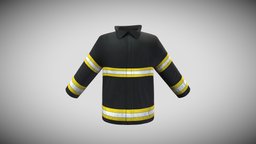 Mens Safety Work Jacket work, jacket, coat, fireman, worker, public, safety, yellow, glow, cleaner, mens, hazard, lines, paramedic, pbr, low, poly, street, male