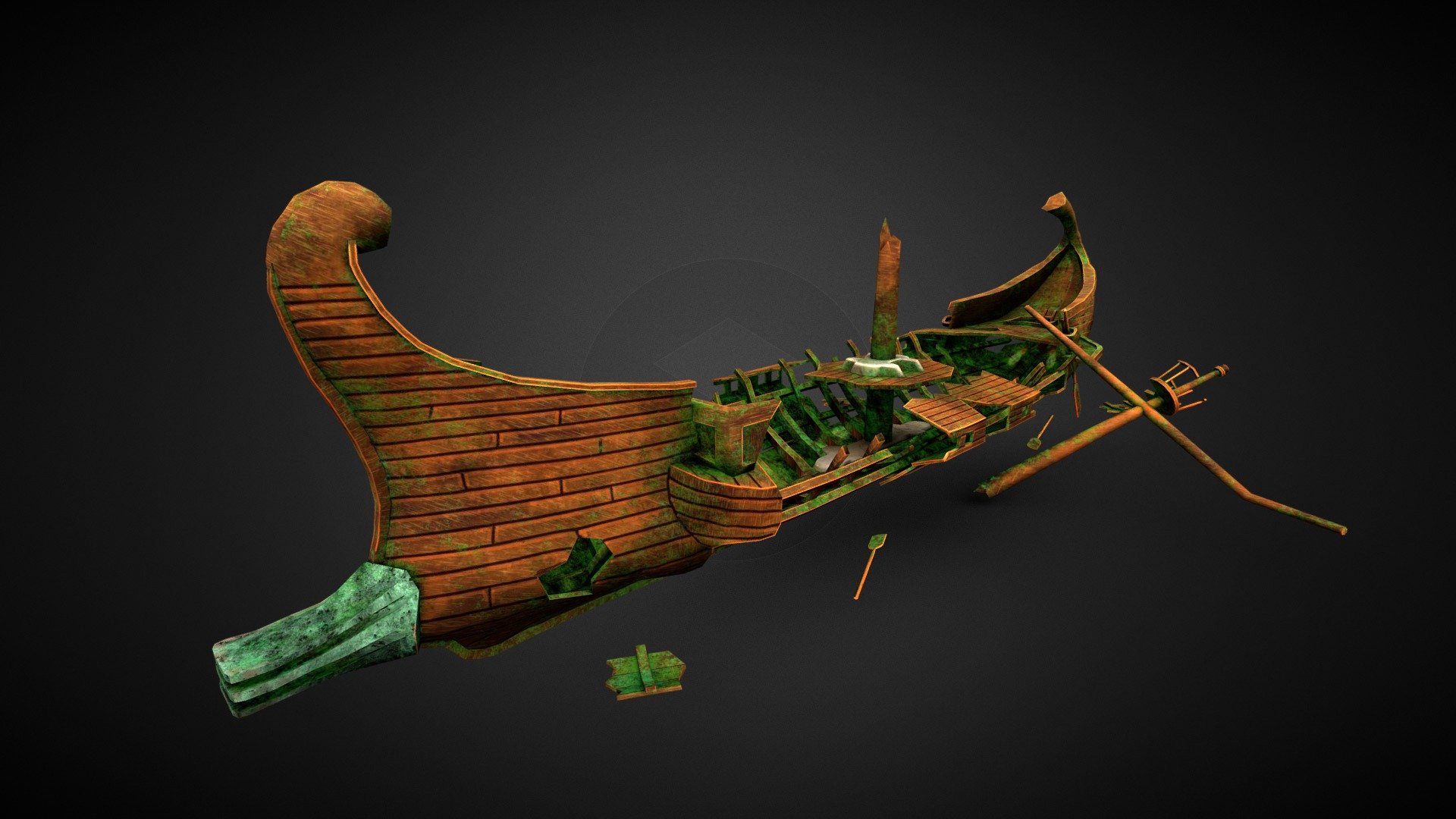 Lowpoly quinquerema ship 
Vertices  5400
Textures   02
Materials 02 - Wrecked ship - 3D model by LowPoly89 (@omega3) 3d model