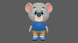 Koala Bear Animated Rigged bear, humanoid, cute, chibi, baby, teddy, biped, animals, wild, mammal, zoo, run, jungle, koala, character, unity, cartoon, game, 3d, lowpoly, animated, rigged
