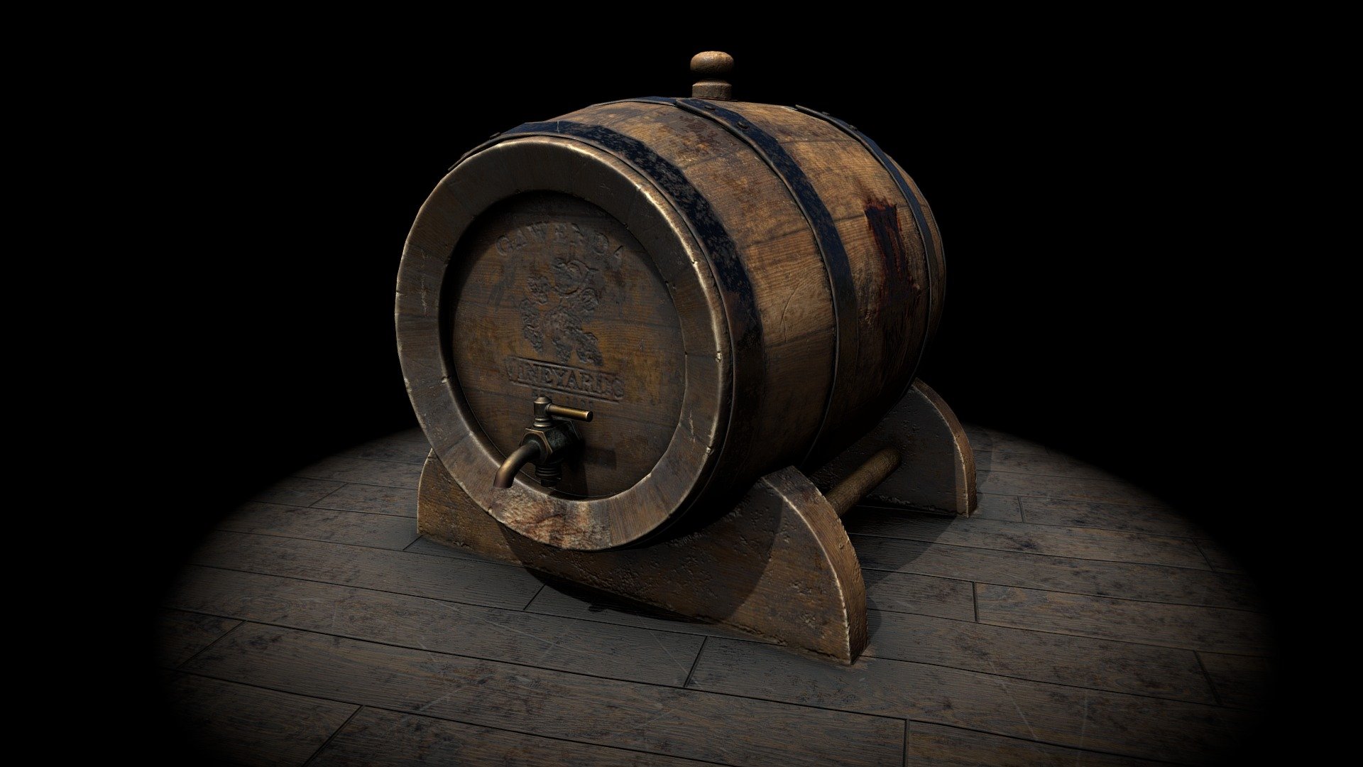 Old wine barrel created in Blender and textured in Substance Painter - Old Wine Barrel - 3D model by Rafał (@rafal.gawenda) 3d model