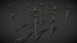 Wooden Electric Poles Pack