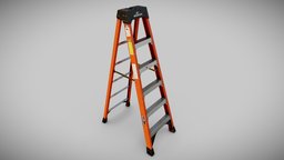 Fiberglass Step Ladder 6 (New) ladder, new, folding, feet, foot, fold, 6, old, fiber, step, fiberglass, foldable, substancepainter, substance, painter, maya, glass, zbrush