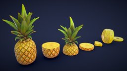 Stylized Pineapple fruit, toon, cute, plants, tropical, pine, apple, pineapple, cartoony, pack, breakfast, store, cut, eat, supermarket, stylised, fruits, kitchen, juice, yellow, cooking, hawaii, tropic, ananas, grocery, groceries, slices, slice, hawai, emoji, sliced, stilised, pineapples, peeled, pineapple-fruit-spikes, cartoon, asset, lowpoly, stylized, "download", "tropical-plants", "pineapple-on-pizza"