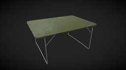 3D Military metal table model games, table, metal, pole, va, low, military