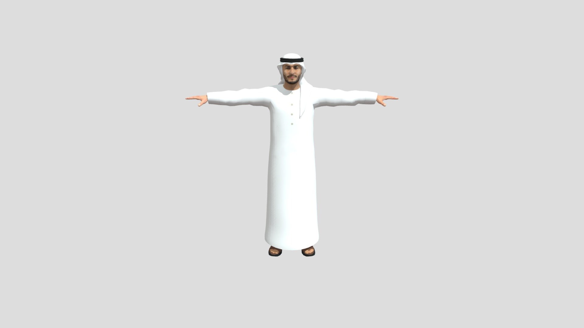 Emarati Male in Local Dress (FBX) - Fully Rigged with Facial Expressions Blendshapes - Emarati Male in Local Dress (Rigged+Expressions) - Buy Royalty Free 3D model by XtremeZero 3d model