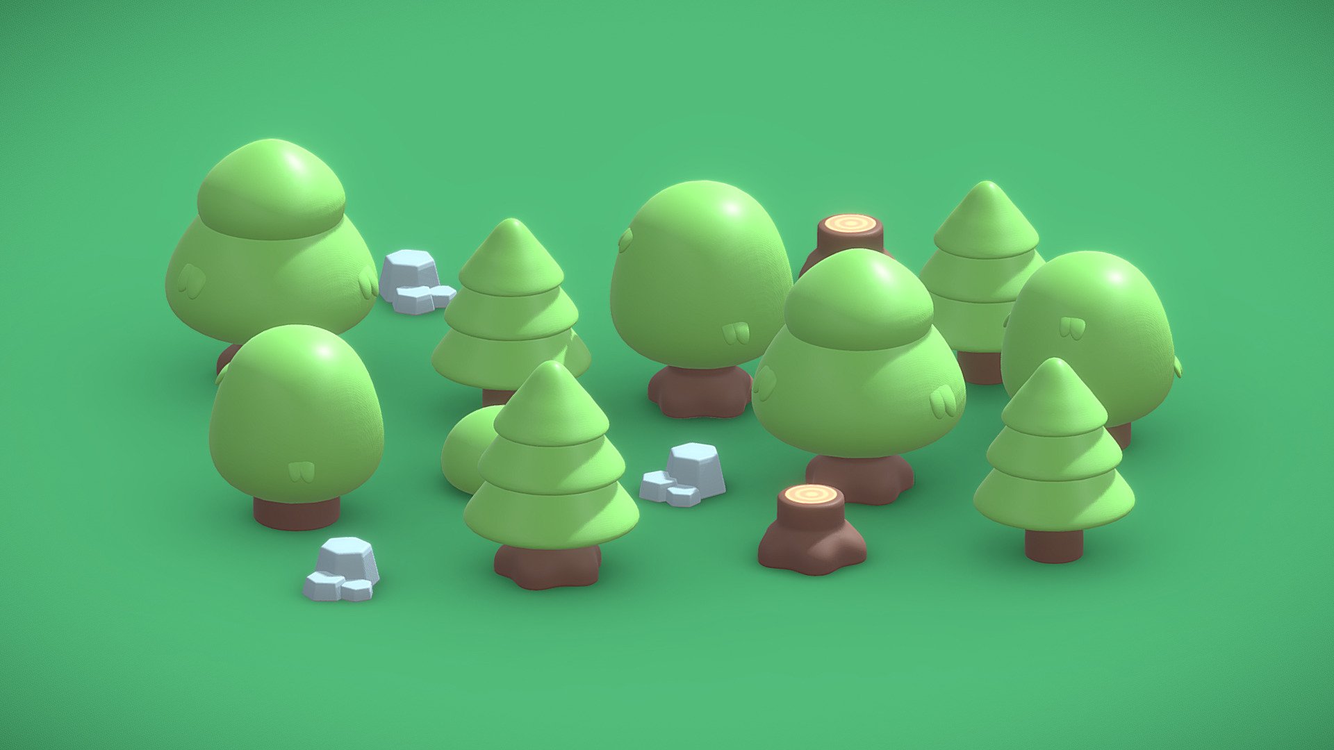 Low poly and Mid poly models for creating forest in your games and any art.

Include:




6 different trees

rocks

bushes


stump




2048x2048 tex size




One type of material fore all trees




Albedo, Roughness, Normal, Metallic textures



AR / VR / Mobile ready
 - Forest template - 3D model by Sergio (@voicehovich) 3d model