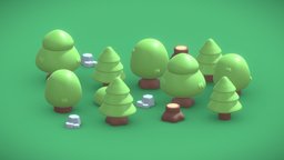 Forest template kit, tree, green, rpg, triangle, rocks, unreal, pack, vr, ar, leaf, tiny, supercell, midpoly, bush, stump, forrest, mobilegames, mobile-ready, unity, low-poly, asset, game, lowpoly, gameasset, wood, rock, simple, zelda, gameready, lowprice