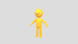 Character236 Smile Man body, happy, fun, stick, mascot, head, yellow, weird, smile, social, emoji, character, cartoon, man, creature, monster, hand, noai