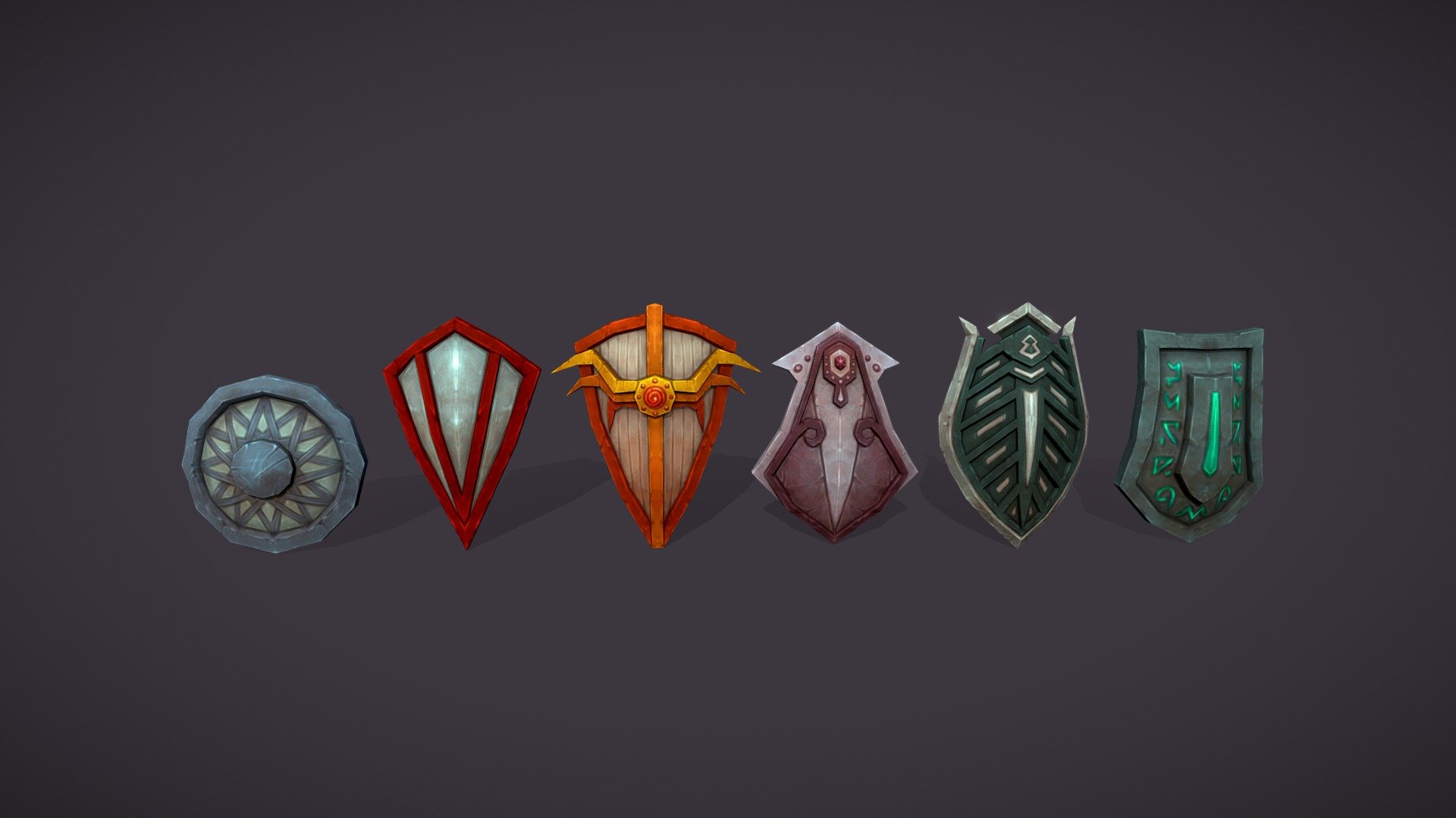 Low poly hand painted fantasy shields set. Weapon ready for mobile games. You can use it with sword asset




6 unique models

860 polys in preview scene

6 texture: diffuse map 1024px in .png format

all models separated in different .fbx files

If you have any troubles be free to write me - Fantasy shields set - 3D model by cattleya 3d model