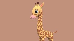 Stylized Toon Giraffe (rigged) tall, toon, cute, pet, giraffe, mammal, safari, nature, cartoon, animal, stylized, girrafe