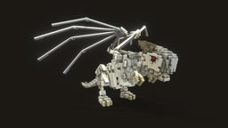 Voxel Bone Dragon skeleton, voxel, gameasset, animated, dragon, voxelart, voxelasset, bonedragon