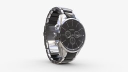 Wristwatch with Steel Bracelet 01 hour, style, time, clock, classic, wrist, metal, wristwatch, swiss, expensive, dial, minute, chronograph, 3d, pbr, design, watch, steel, bracelet