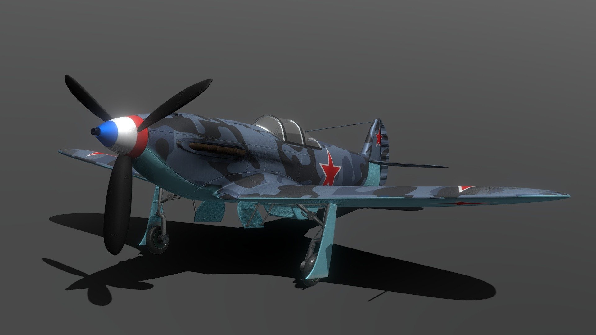 Yak 3 Yakovlev Modeled in Autodesk 3ds max.

Features:

The model has a physically correct measurements - accurate representation of the original object. Everything in the scene is intelligently named and well organized for easy and intuitive orientation in the scene. All geometry has been carefully checked for N-sided faces, flipped normals, overlapping vertices and others that may cause problems for texturing or rendering. Created to be used in a modern engine that supports physically based rendering (PBR) comes with textures optimized for Unreal Engine 4 and Unity.

If you like this model I would appreciate if you rate it.

Also check out my other models, just click on my user name to see complete gallery 3d model