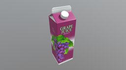Grape Juice drink, fruit, household, carton, prop, pack, breakfast, beverage, supply, supplies, grape, lowpolymodel, plaggy, papercarton, cartonage, thurst, grapejuice, lowpoly