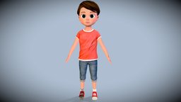 Stylized Cartoon Boy Character (Rigged) school, kid, boy, pixar, disney, cartooncharacter, character, cartoon, animation, stylized