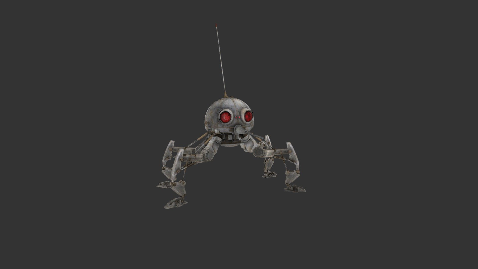 The Dwarf Spider Droid was a four-legged dome-shaped mechanical arachnid droid that featured a powerful, centrally mounted laser cannon.

This Dwarf Spider Droid is just one of the many Star Wars exhibits that can be seen in the Star Wars Virtual Museum.

Download the Star Wars Virtual Museum here:

http://www.starwarsvirtualmuseum.com - Dwarf Spider Droid - Download Free 3D model by Mind Mulch for The Masses (@mindmulchforthemasses) 3d model