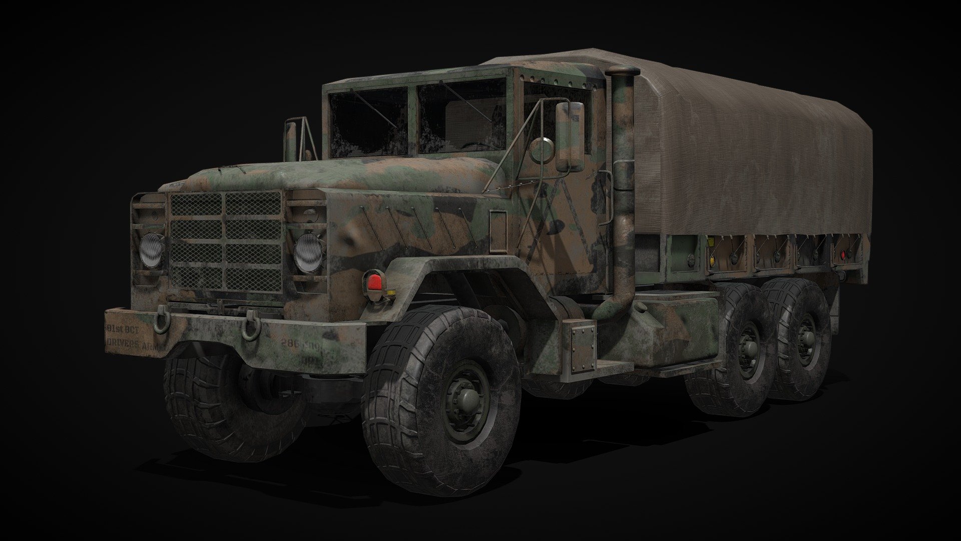 The m939 transport truck, 4x2048 textures, it is supposed to be a prop but it can be simply modified into a working variant. The model has interiors as well, the cover behind can be easily removed since its a separated piece 3d model