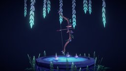 Moonstone Bow moon, bow, pond, lilly, magical, digitalartsandentertainment, daehowest, nightelf, blizzardstyle, moonstone, suramar, weaponcraft, handpainted, game, lowpoly, stylized, wow, gameart2021