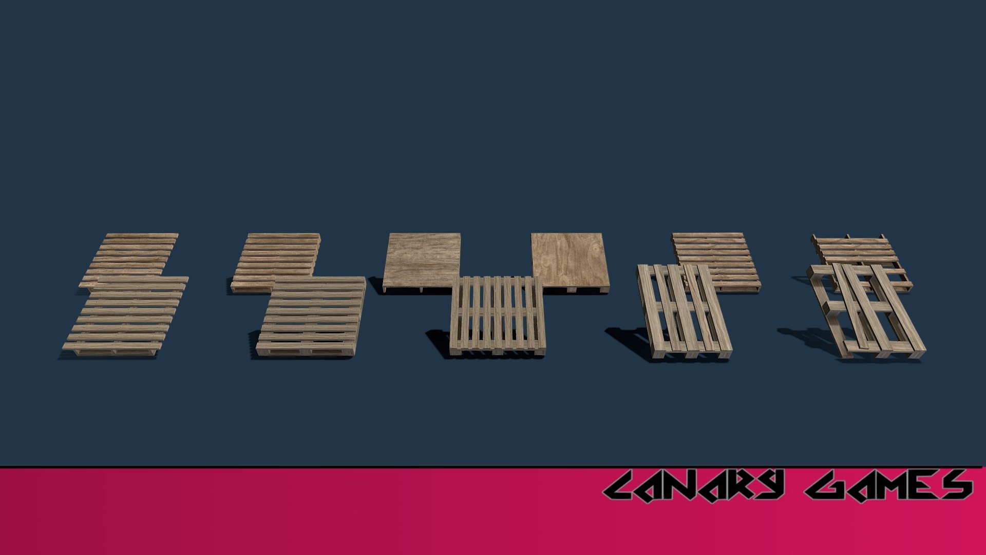 Pallets Set
With so much pallet, they are making me want to build!



Contents of this package:




1x Text file Readme

1x Wings3D save file (all models)

1x File with all models (Format .OBJ)

1x Folder with all models (11 Models)

14x Textures for two materials

2x .PSD image archive to edit (Gimp or Photoshop)



Pallets Set &ldquo;Anim