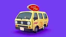 SurferBoy Pizza Van truck, cute, videogames, van, vintage, retro, volkswagen, surfer, pizza, 70s, surf, hippie, lex, strangerthings, westfalia, cartoon, car, surferboy, pizzatruck, pizzavan, pizzadelivery