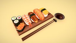 Chill-tober #4 food, japan, sushi, nigiri, handpaintedtexture, noia, substancepainter, handpainted, blender, stylized, handpainted-lowpoly