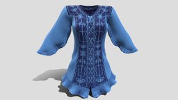 Female Pirate Tunic Top historic, palace, vintage, fashion, up, girls, top, long, clothes, renaissance, realistic, traditional, real, sleeves, womens, lace, wear, motifs, tunic, pbr, low, poly, female, pirate, royal