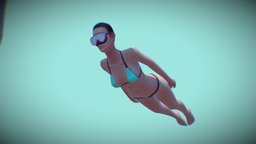 Girl Scuba Diving Animation diving, underwater, scuba, ocean, water, mask, woman, bikini, diver, swimming, scubadiving, scuba-diver, girl, animation, sea