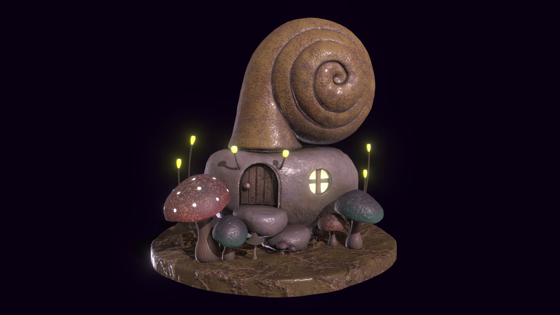 Fantasy Stylized Snail House model made in 3ds Max 2022 and textured in Substance painter. Some elements are hand-painted, nothing is sculpted.

Nothing is rigged/animated 3d model