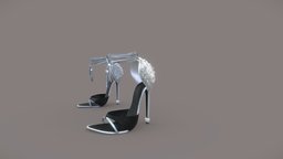 Crystals Detailed Silver High Heel Shoes