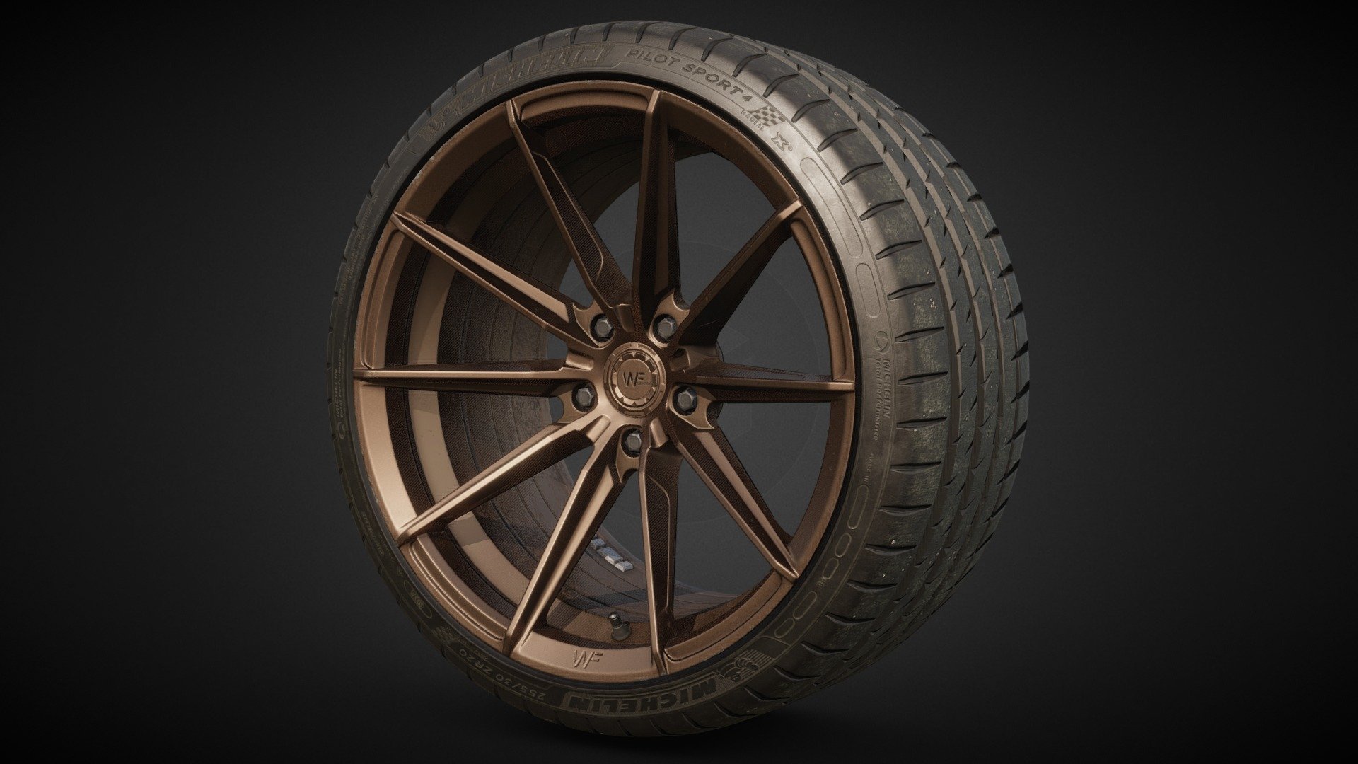 Rim WheelForce CF3-FF R &Tire Michelin 255/30R20 - 3D model by Terllok 3d model