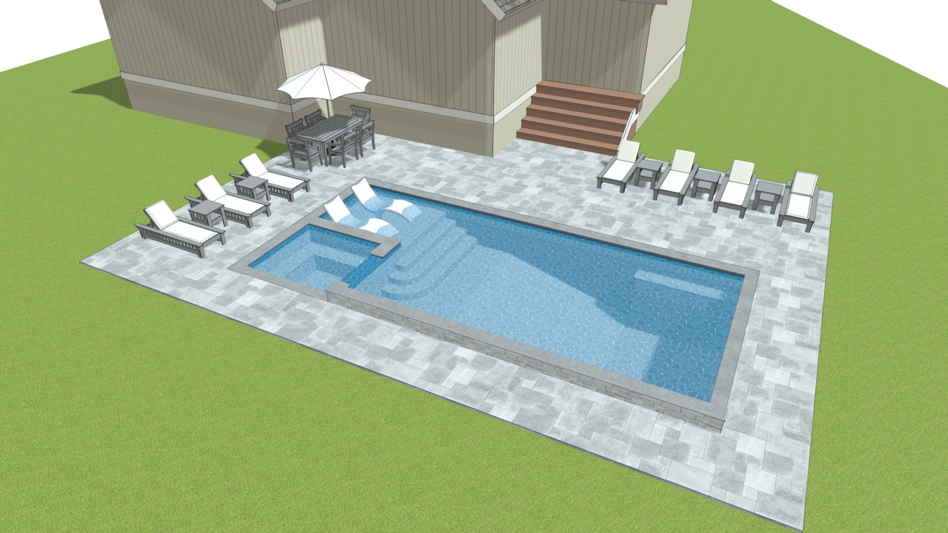 Residential Swimming Pool - Club Course - 3D model by Diamond Pools and Spas (@DiamondPools) 3d model