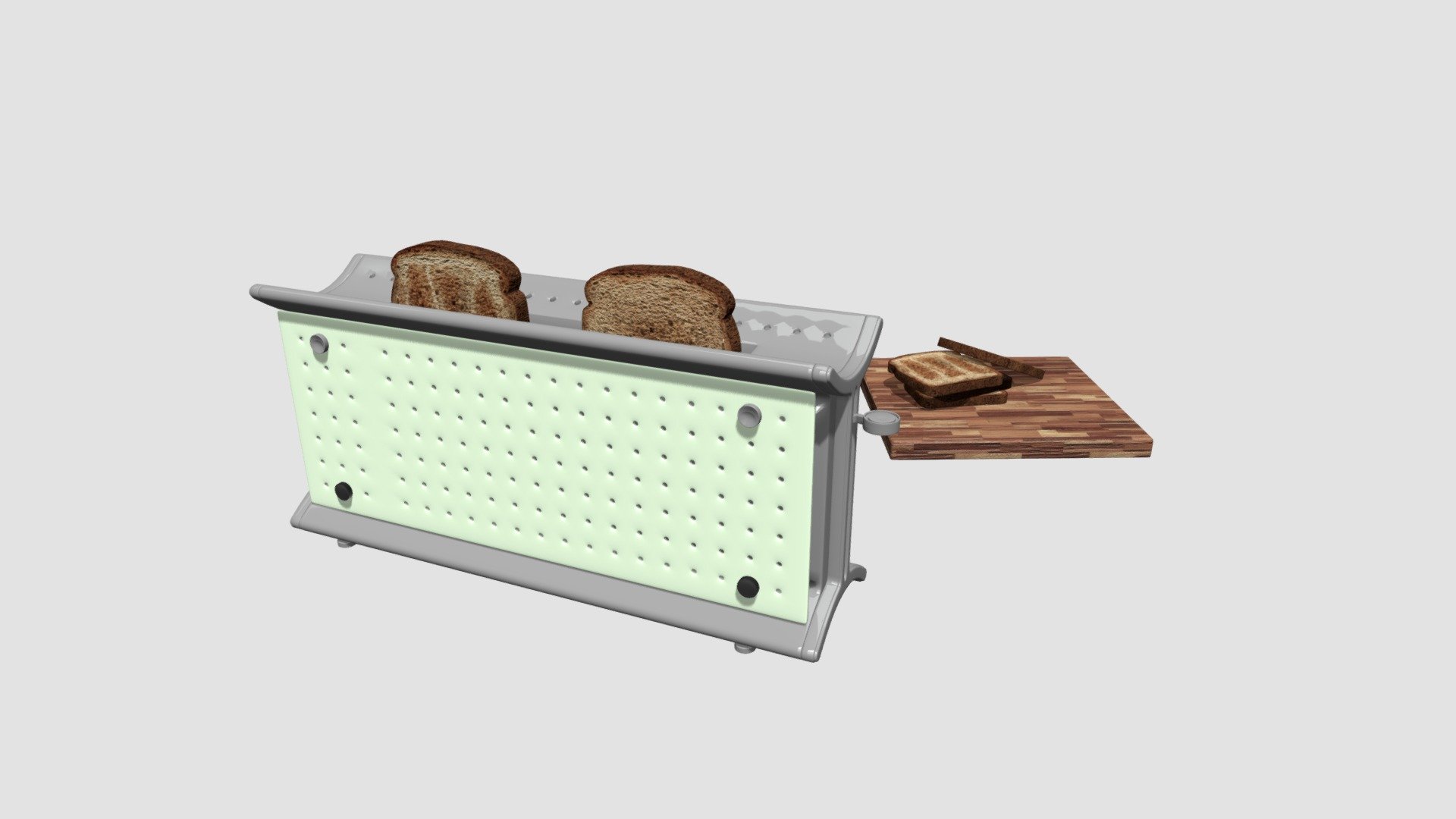 Highly detailed 3d model of toaster with all textures, shaders and materials. It is ready to use, just put it into your scene 3d model