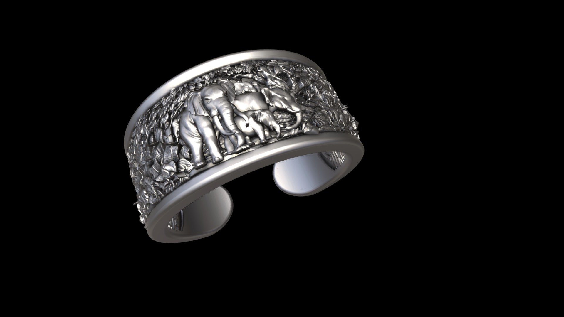 Adjustable size ring with elephants family in a jungle. STL files ready to print.

US Sizes: 5/7/9/11/13

approx. weight in silber: 8-9g - Ring elephants jungle adjustable - Buy Royalty Free 3D model by jewelmodel.net (@iCADs) 3d model