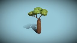 Cartoon Baobab Tree 3D Model