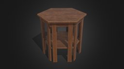 Hexagonal Table 01 wooden, furniture, table, cc0, hexagonal, lowpoly, gameready