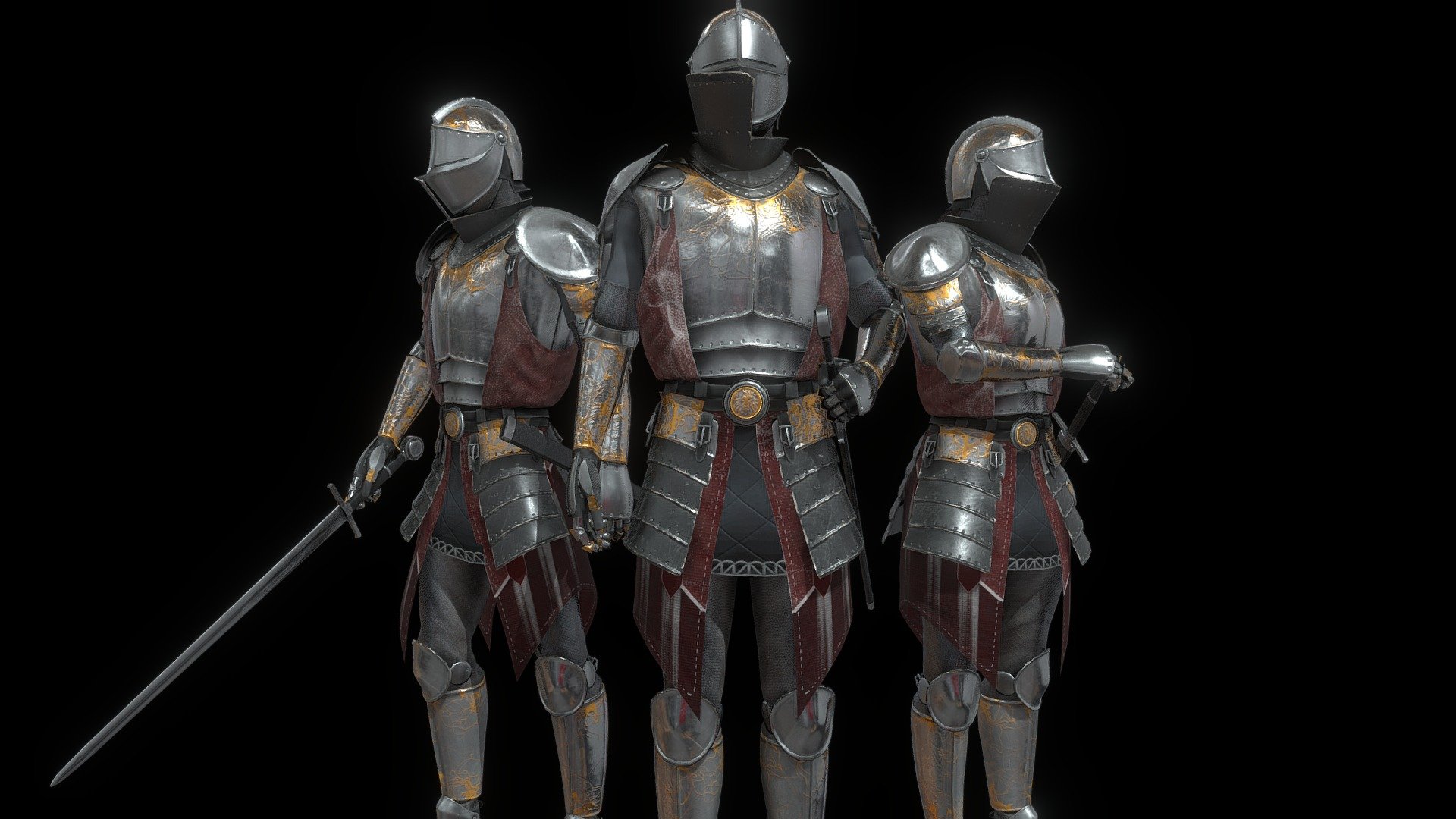 A clothing and armor set designed for my fantasy RPG, Riptide.

Took some of the old design and renewed it with Riptide's official concepts and style.

At 35k per set and 38k armed with a sword and sheathe, this model is a near-final draft of the Ydanian Royal Soldier.

Please visit and support my life-long creation, Riptide 3d model