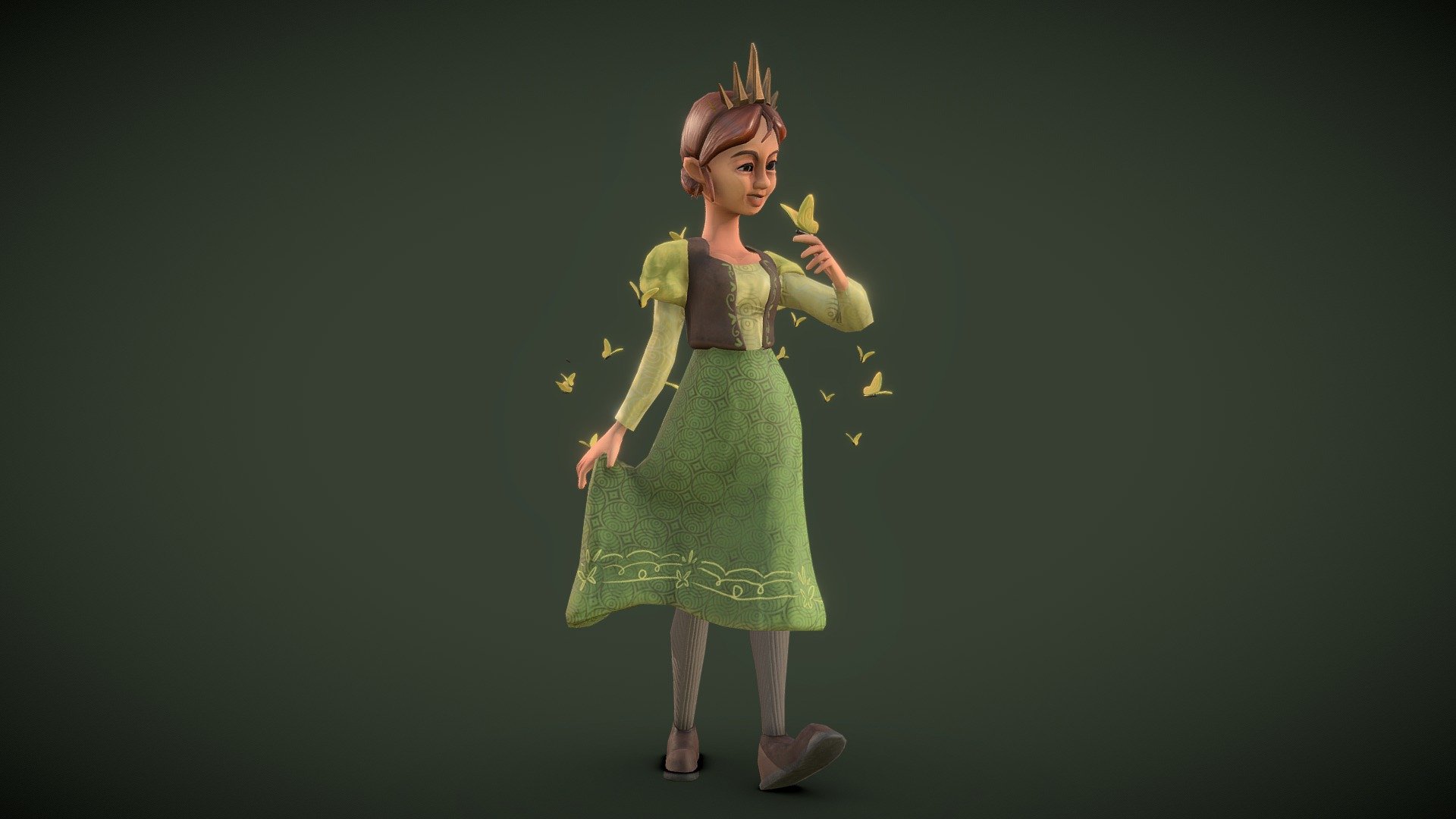 A quick low poly character model. This model was created for a character study project for persons of disabilities. The purpose is to increase ability diversity in the designing process. It is more of a standalone-posed model than it is intended for animated productions. The poly modeling was done in Maya and the textures in Substance Painter. :) - Princess - Download Free 3D model by kand8998 (@KaitlynAndrus) 3d model