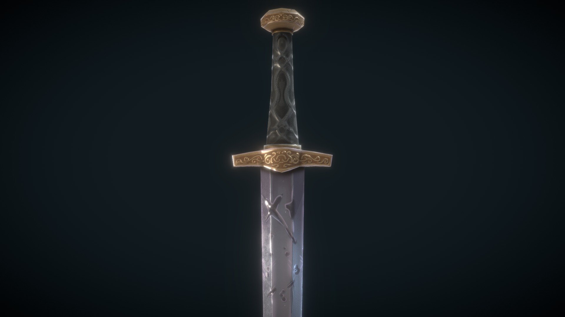 Hand painted Viking sword *optimized for videogame. * - Viking sword - 3D model by Hobu (@Hobu_Coffee) 3d model
