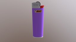 BIC Lighter purple, lighter, 3dsmax, 3dsmaxpublisher, light