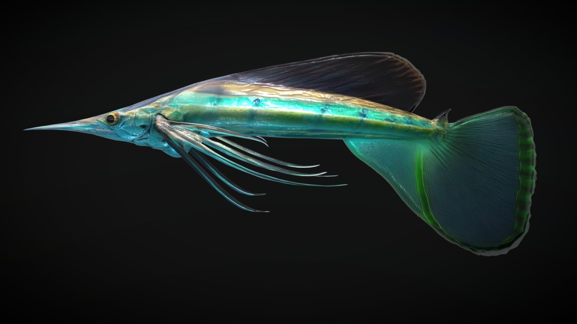 Contains 4096x2048 textures for Diffuse, Normal Map, Opacity and  Eye Mask - Alien Fantasy Fish - Star Darter - Buy Royalty Free 3D model by Davis3D 3d model